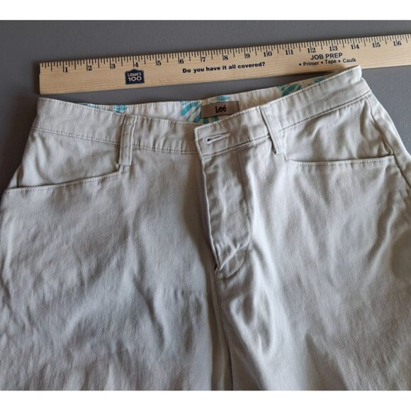 Lee Women Capri Chino Pants Size 10 Khaki Wide Leg Flat Front Preppy Classiccore - Picture 5 of 7